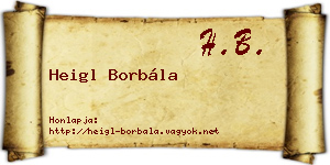 Heigl Borbála névjegykártya